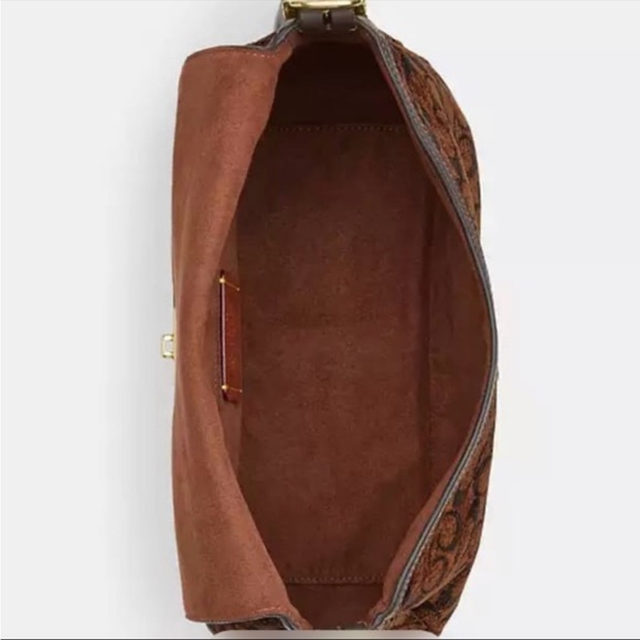 NEW Coach Etta Flap Bag In Signature Chenille Truffle - Picture 2 of 5